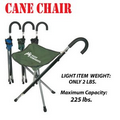Folding Cane Chair- Walking Stick w/ Stool and Carry Strap